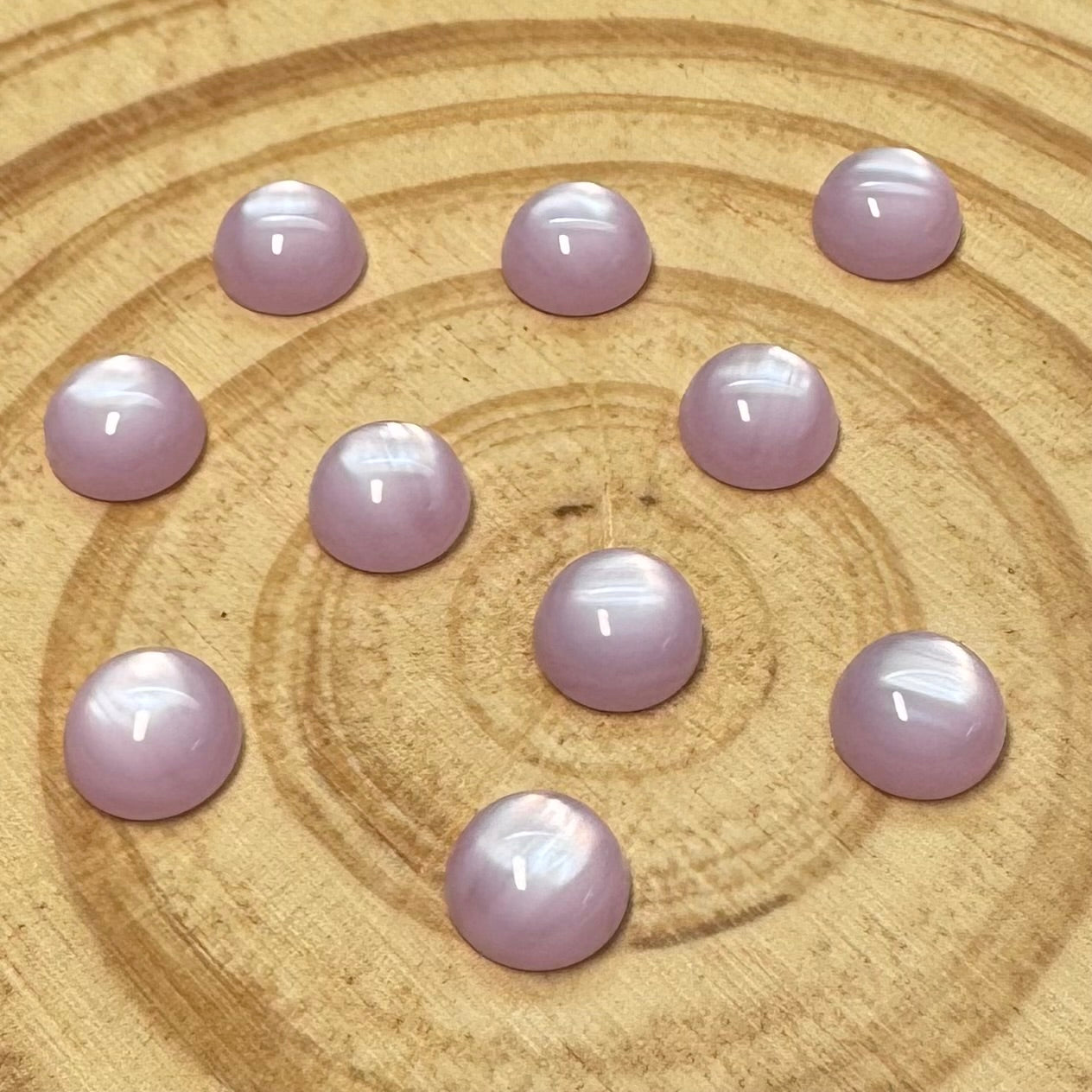 10mm Lilac Lavender Cat’s Eye Round, Glue On, Resin Gem, (Sold in Pair) Sundaylace Creations & Bling