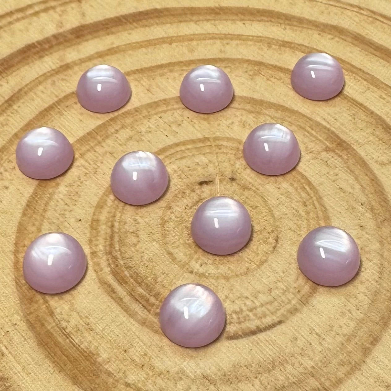 10mm Lilac Lavender Cat’s Eye Round, Glue On, Resin Gem, (Sold in Pair) Sundaylace Creations & Bling