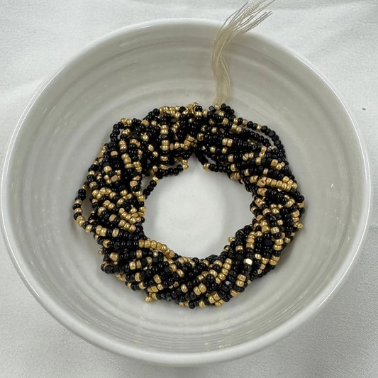 11/0 Charlotte Cut *Premium Seed Bead- Opaque Jet Black Gold Patina MIX *10g Hank* India Sheen Charlotte Cut Seedbeads