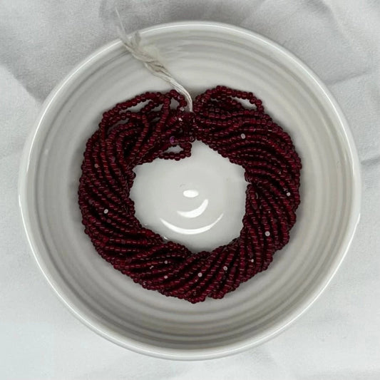 11/0 Charlotte Cut Seed Bead- White Lined Burgundy Red *10g Hank* India Sheen Charlotte Cut Seedbeads