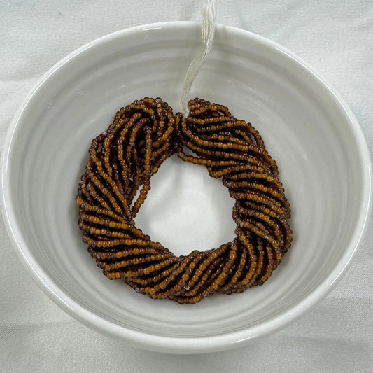 11/0 Charlotte Cut Seed Bead- Green - Neon Orange Lined (Brown) *10g Hank* India Sheen Charlotte Cut Seedbeads
