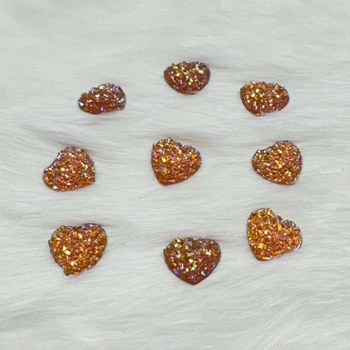 12mm AB Heart Druzy Texture Glue on Resin Gem (Sold in Pair) Resin Gems