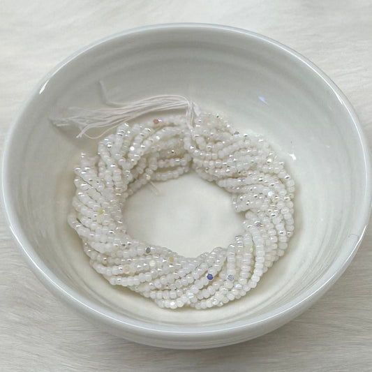 11/0 Charlotte Cut *Premium Seed Bead- Patina Opal White Alabaster Aurore Boreale (AB) *10g Hank* India Sheen Charlotte Cut Seedbeads