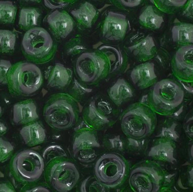 6mm Preciosa Glass Mini Crow Beads Transparent Dark Green (500pcs) 6/0 Pony Beads
