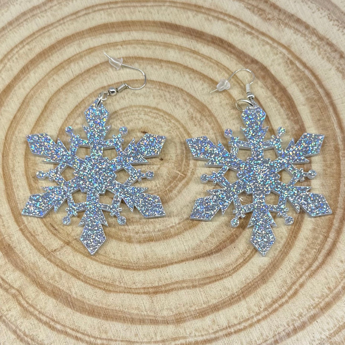 57*50mm White Glitter Snowflake (Sold in Pair) Basics