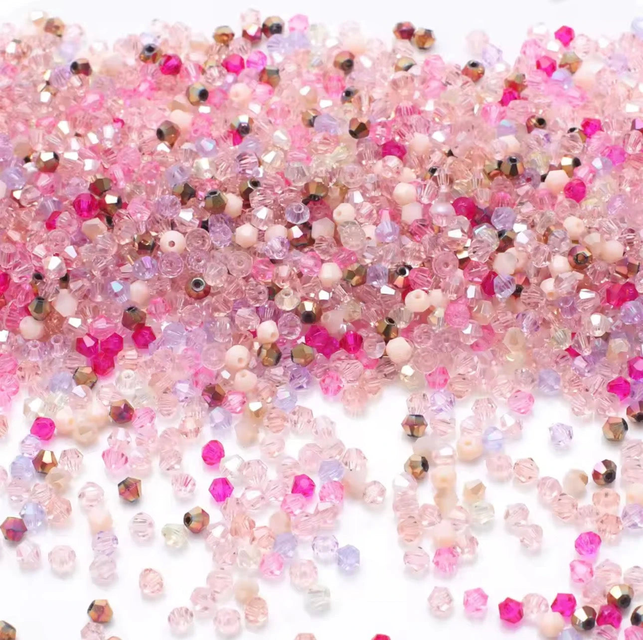 3mm Pink Mixed AB Colour Czech Bicone Glass Loose (500pcs) Bicone/Rondelle