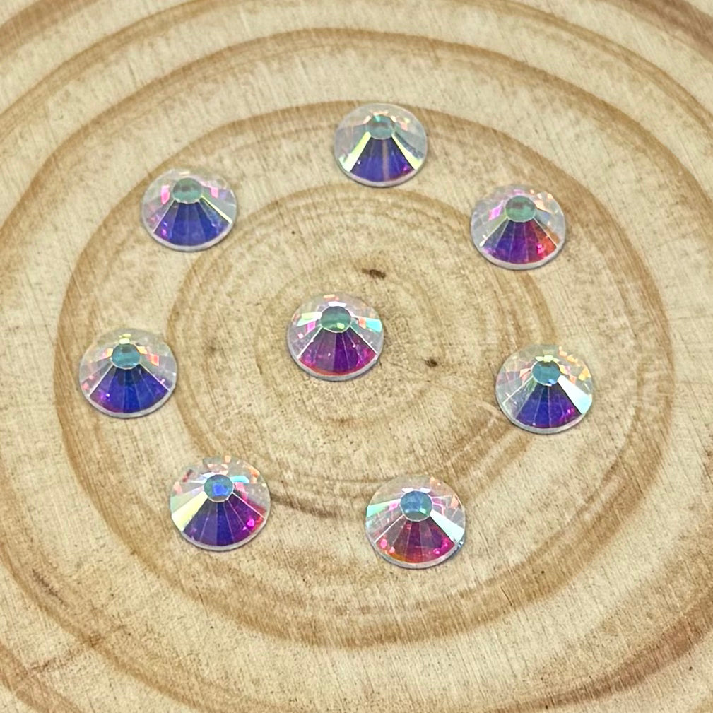 10mm AB Flatback Rivoli Hotfix, Glass Gem (Sold in Pair) Glass Gems