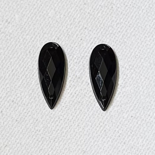 8*22mm Black Teardrop Resin, Sew On, Sold in Pairs Sundaylace Creations & Bling