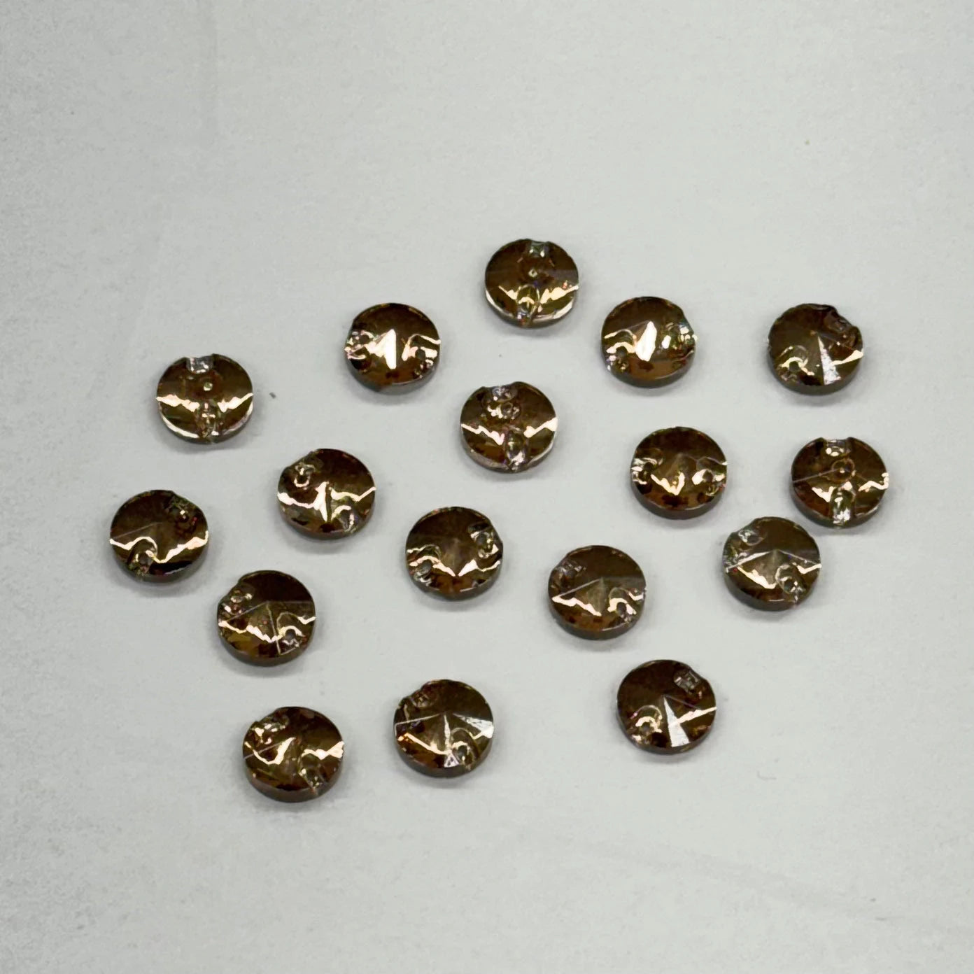 10mm Light Brown High Quality Rivoli, Sew on, Fancy Glass Gem (Sold in Pair) Fancy Glass Gems