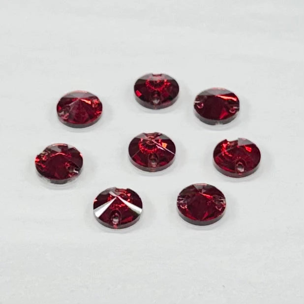 10mm Dark Siam Red Rivoli, Grade AAAA, Sew on, Fancy Glass Gem (Sold in Pair) Fancy Glass Gems