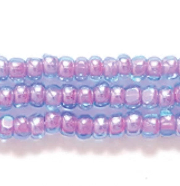 11/0 Charlotte Cut Czech Seed Bead- Color Lined Pink-Light Purple Sapphire (11sb769-c), *Hank India Sheen Charlotte Cut Seedbeads