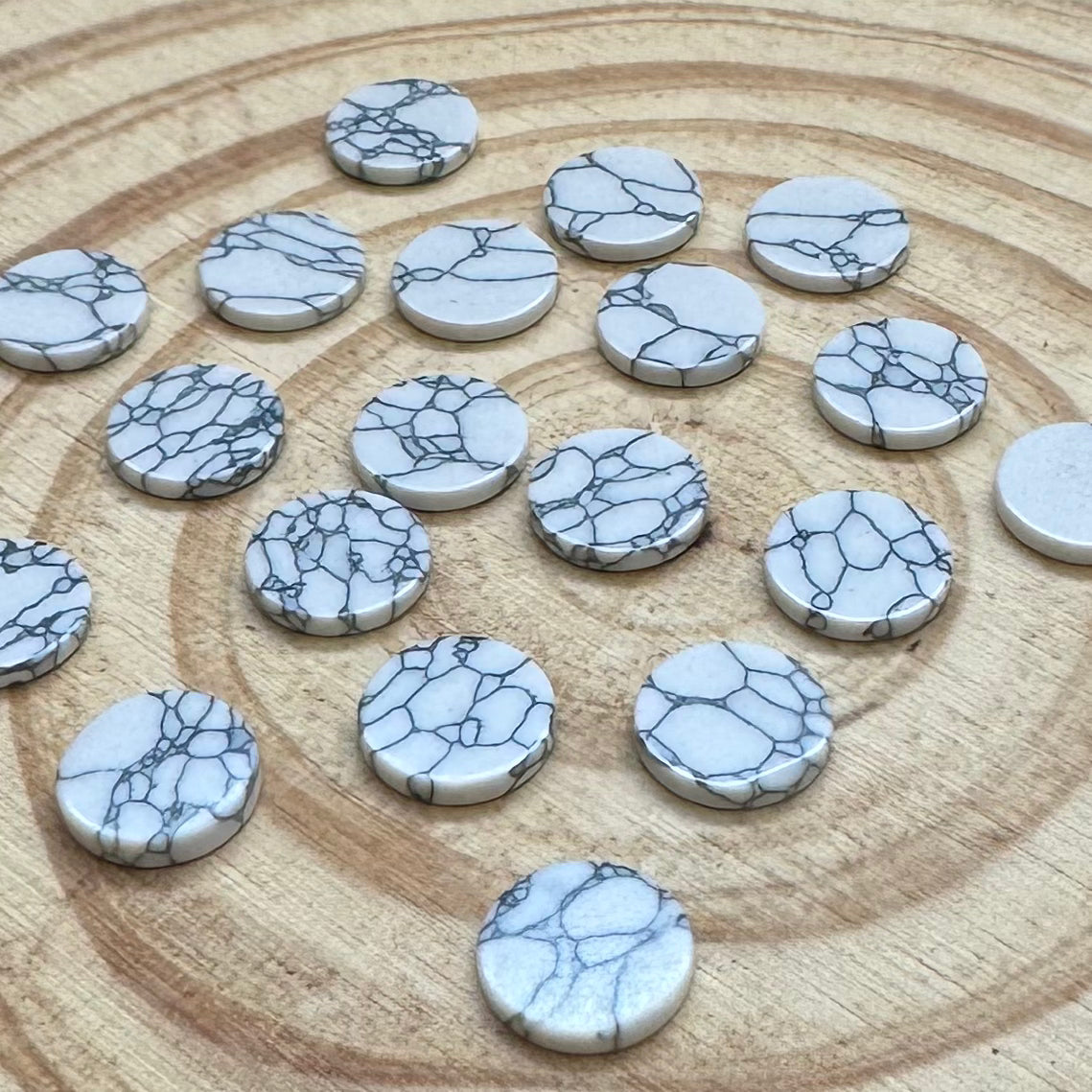 12mm White Turquoise Disc, Glue On, Resin Gem, (Sold in Pair) Sundaylace Creations & Bling