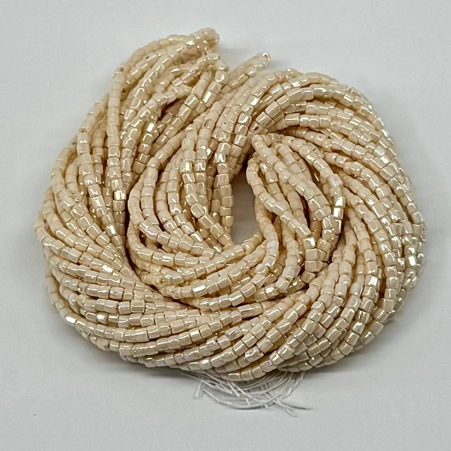 3 Cut 9/0 Beads Opaque White Eggshell Loose or Hank Tri-Cut Beads Preciosa
