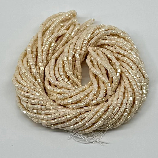 3 Cut 9/0 Beads Opaque White Eggshell Loose or Hank Tri-Cut Beads Preciosa