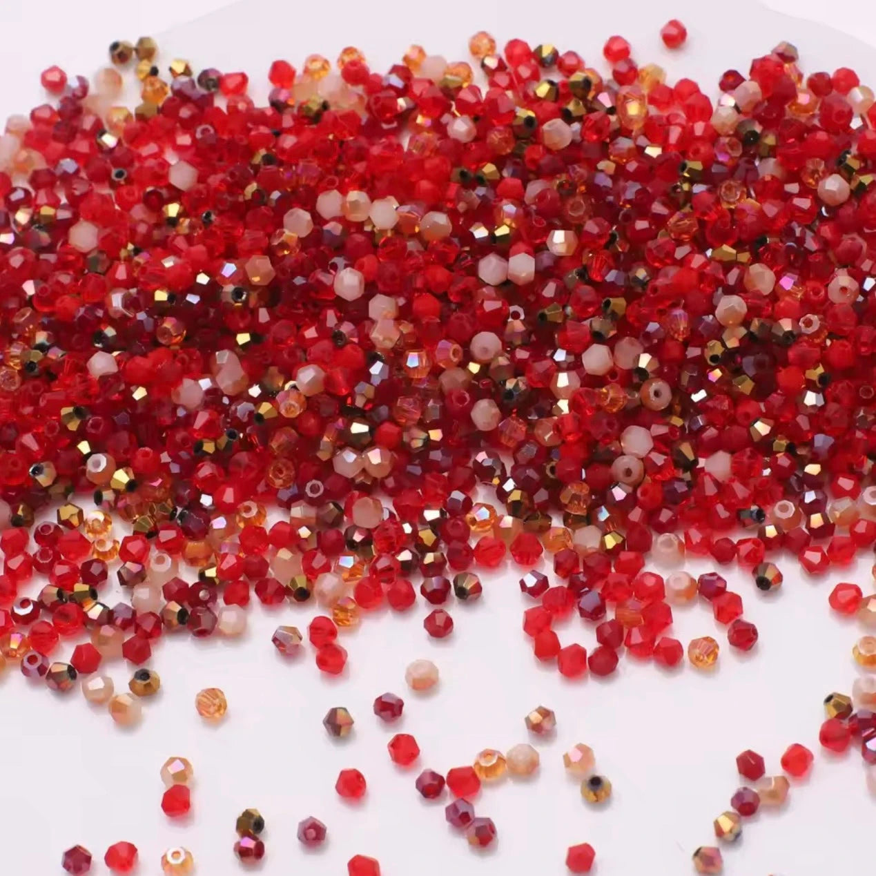 3mm Red Mixed AB Colour Czech Bicone Glass Loose (500pcs) Bicone/Rondelle
