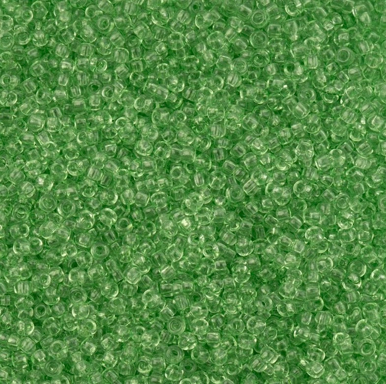 11/0 Green Solgel Crystal Dyed Transparent, Preciosa Seed Bead (22g) 11/0 Preciosa Seed Beads