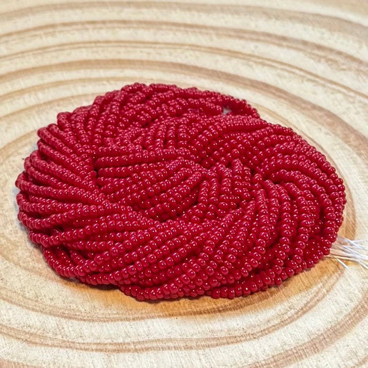 11/0 Medium Dark Red Opaque Preciosa Seed Beads *HANK Preciosa Ornela