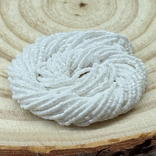 3 Cut 9/0 Beads, White Luster Opaque *Hank* Tri-Cut Beads Preciosa