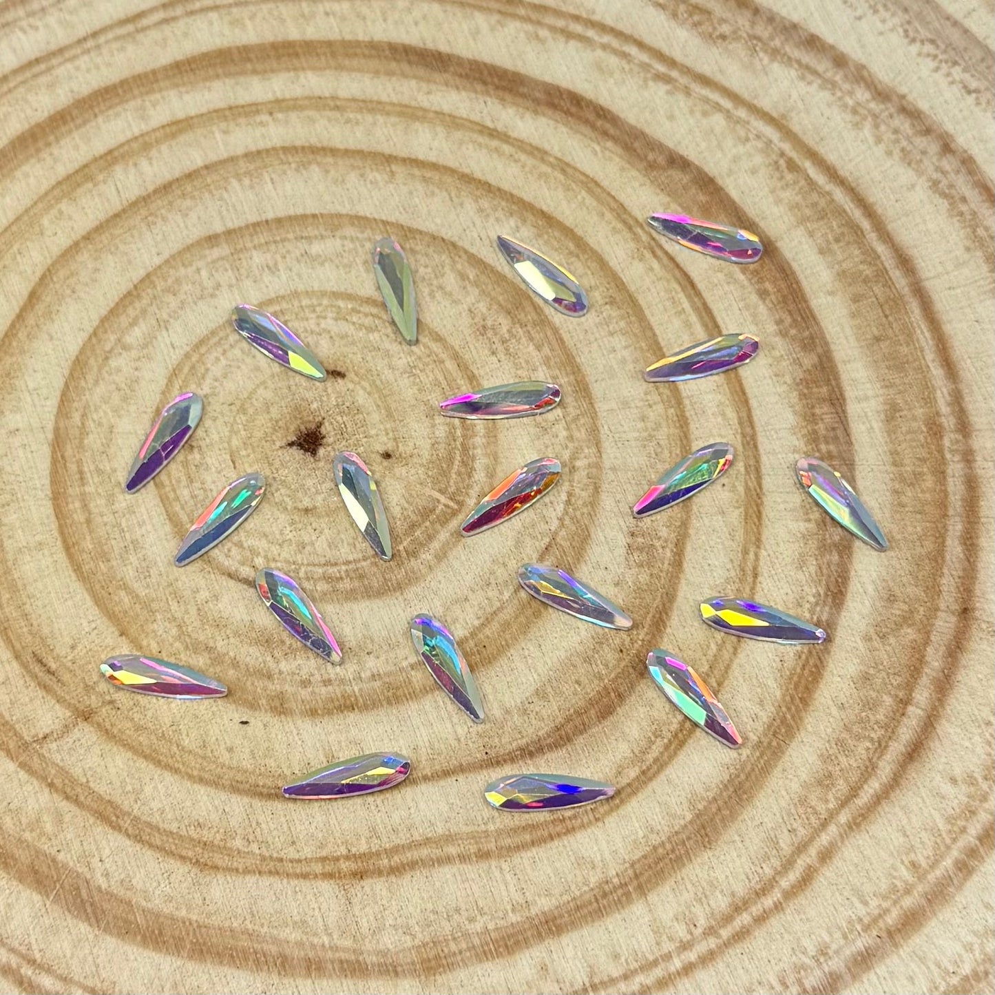 4*14mm AB Water Droplet, Glass Gem (Sold in Pair) Glass Gems