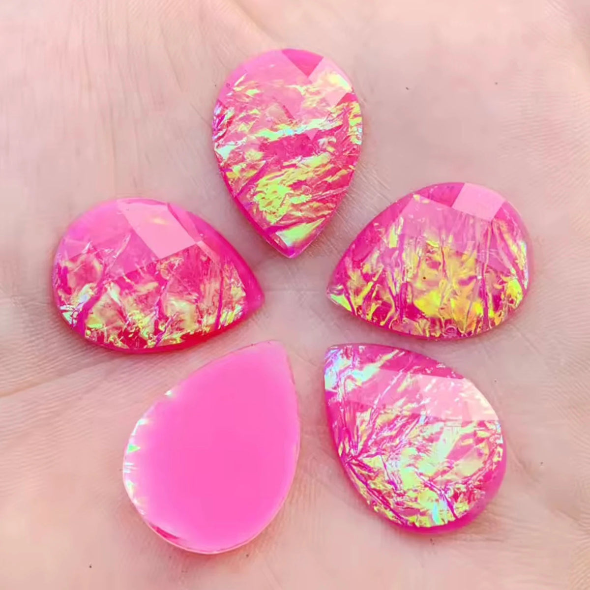 18*24mm Hot Pink Opal Effect, Teardrop Sew on, Resin Gem (Sold in Pair) (Copy) Resin Gems