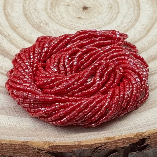 3 Cut 9/0 Beads Light Red Luster Opaque *HANK* Tri-Cut Beads Preciosa