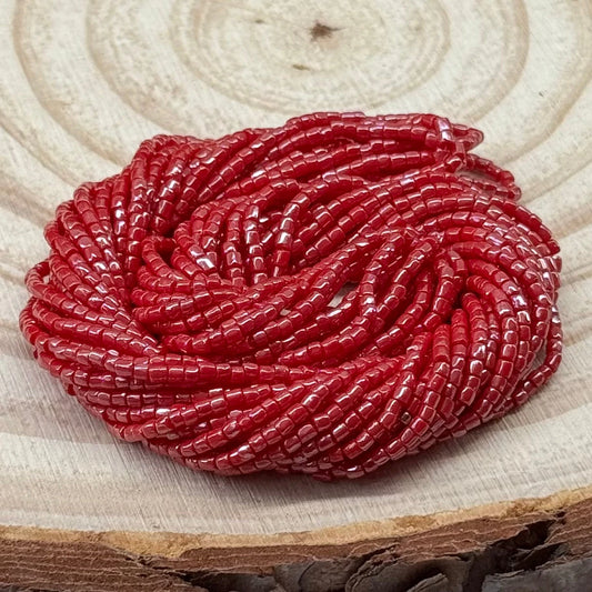 3 Cut 9/0 Beads Light Red Luster Opaque *HANK* Tri-Cut Beads Preciosa