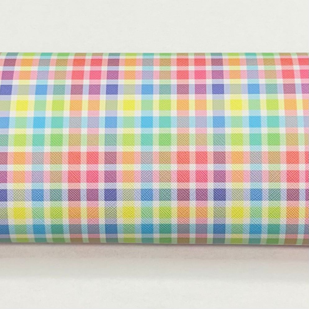 20*30cm Prismatic PLAID Pattern Smooth Leatherette Sheet, Long Leatherette Sheet Leatherette