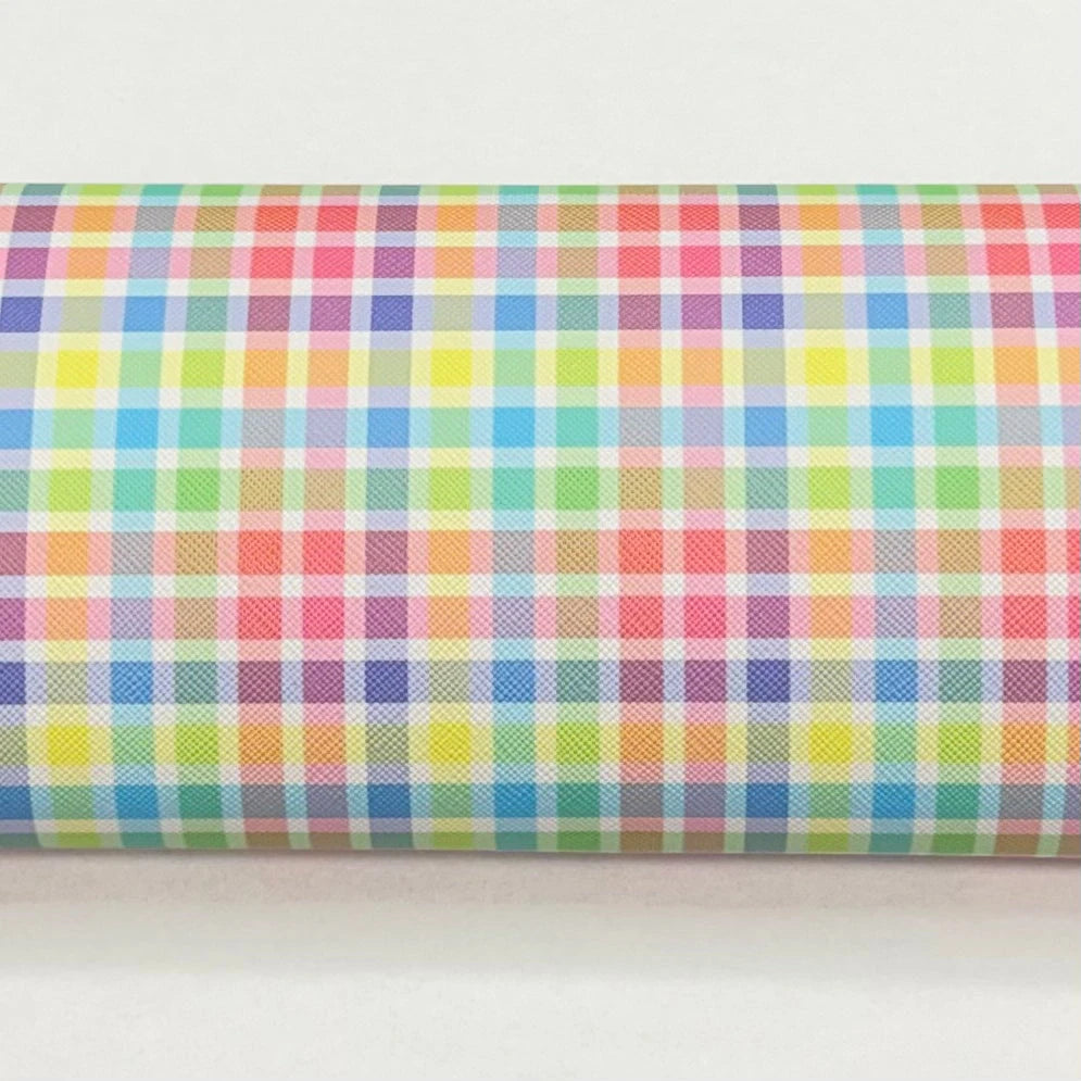 20*30cm Prismatic PLAID Pattern Smooth Leatherette Sheet, Long Leatherette Sheet Leatherette
