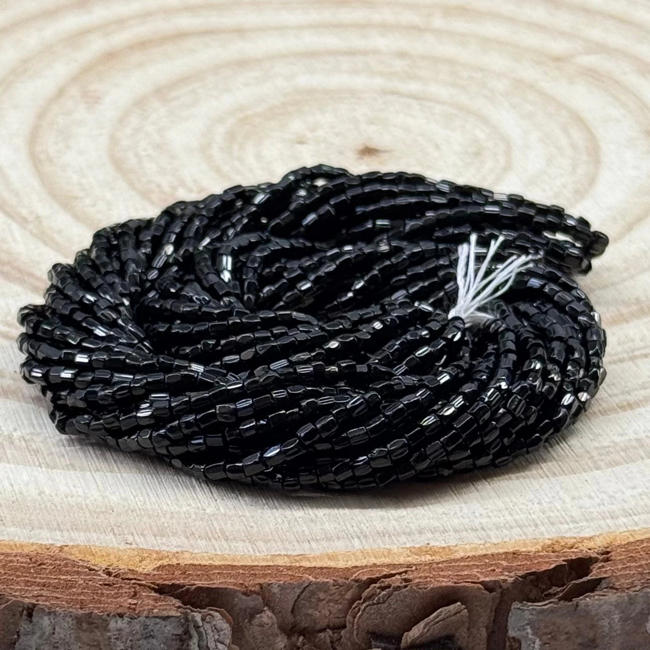 3 Cut 9/0 Beads Opaque Black, Hank Tri-Cut Beads Preciosa