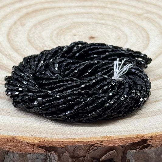 3 Cut 9/0 Beads Opaque Black, Hank Tri-Cut Beads Preciosa