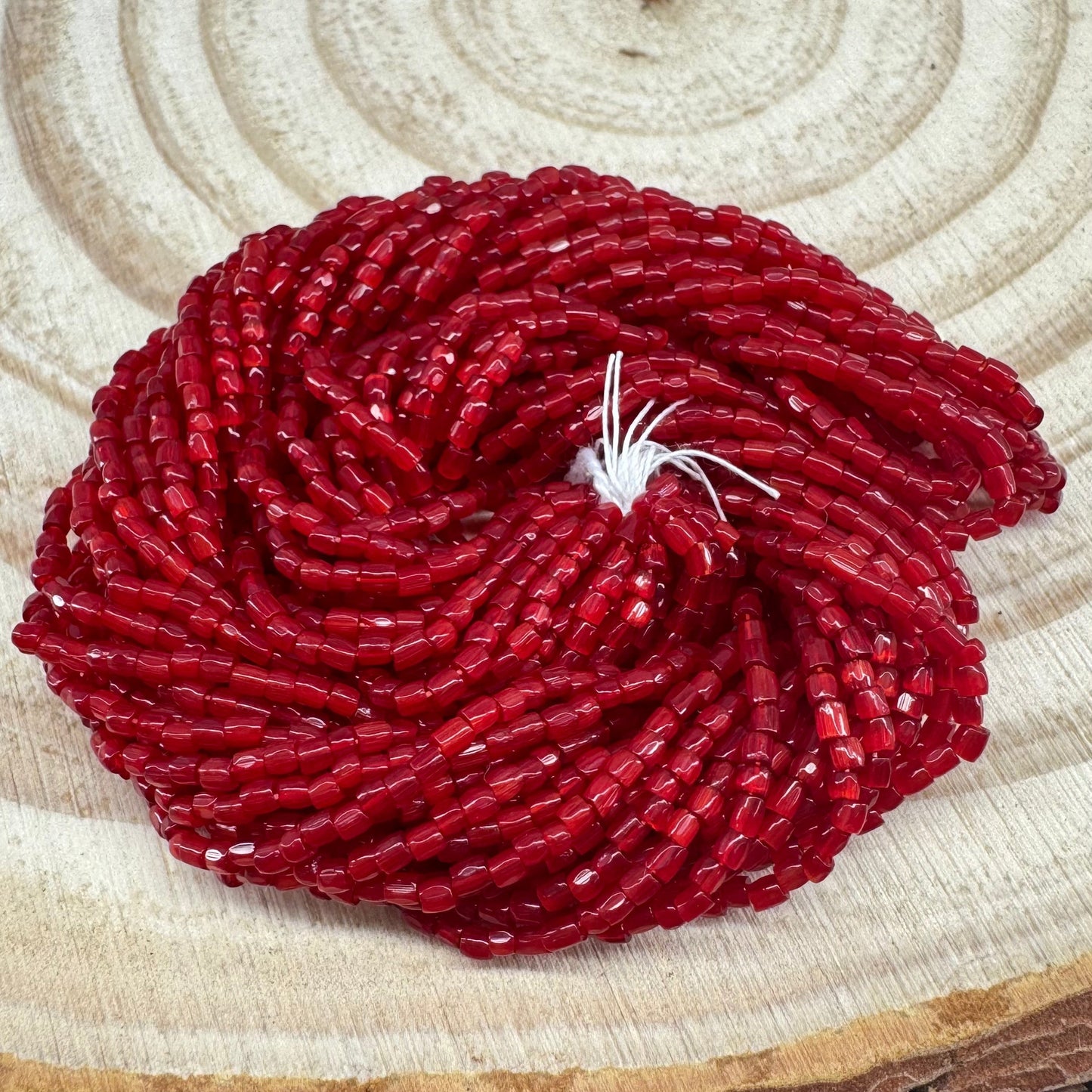 3 Cut 9/0 Beads RED Satin Preciosa *Limited time Hank *RARE* Tri-Cut Beads Preciosa