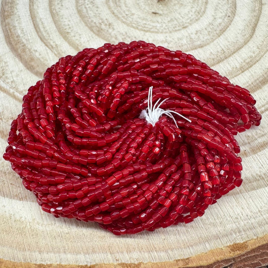 3 Cut 9/0 Beads RED Satin Preciosa *Limited time Hank *RARE* Tri-Cut Beads Preciosa