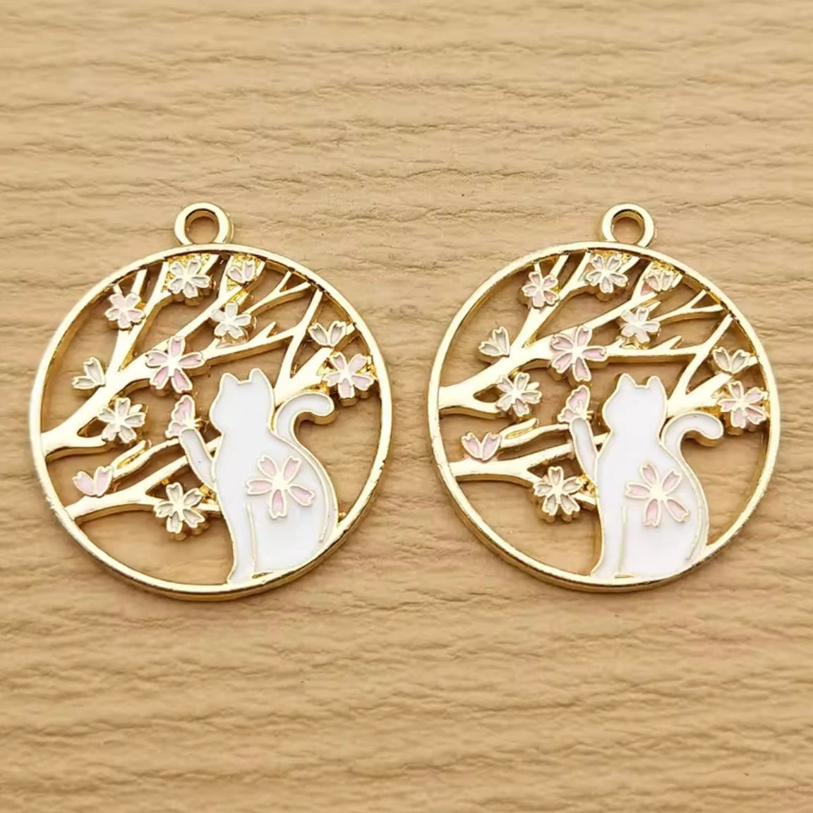 25mm Front Facing Cat Blooming Butterfly Pendant Charm, Basics (Sold Individually) Basics