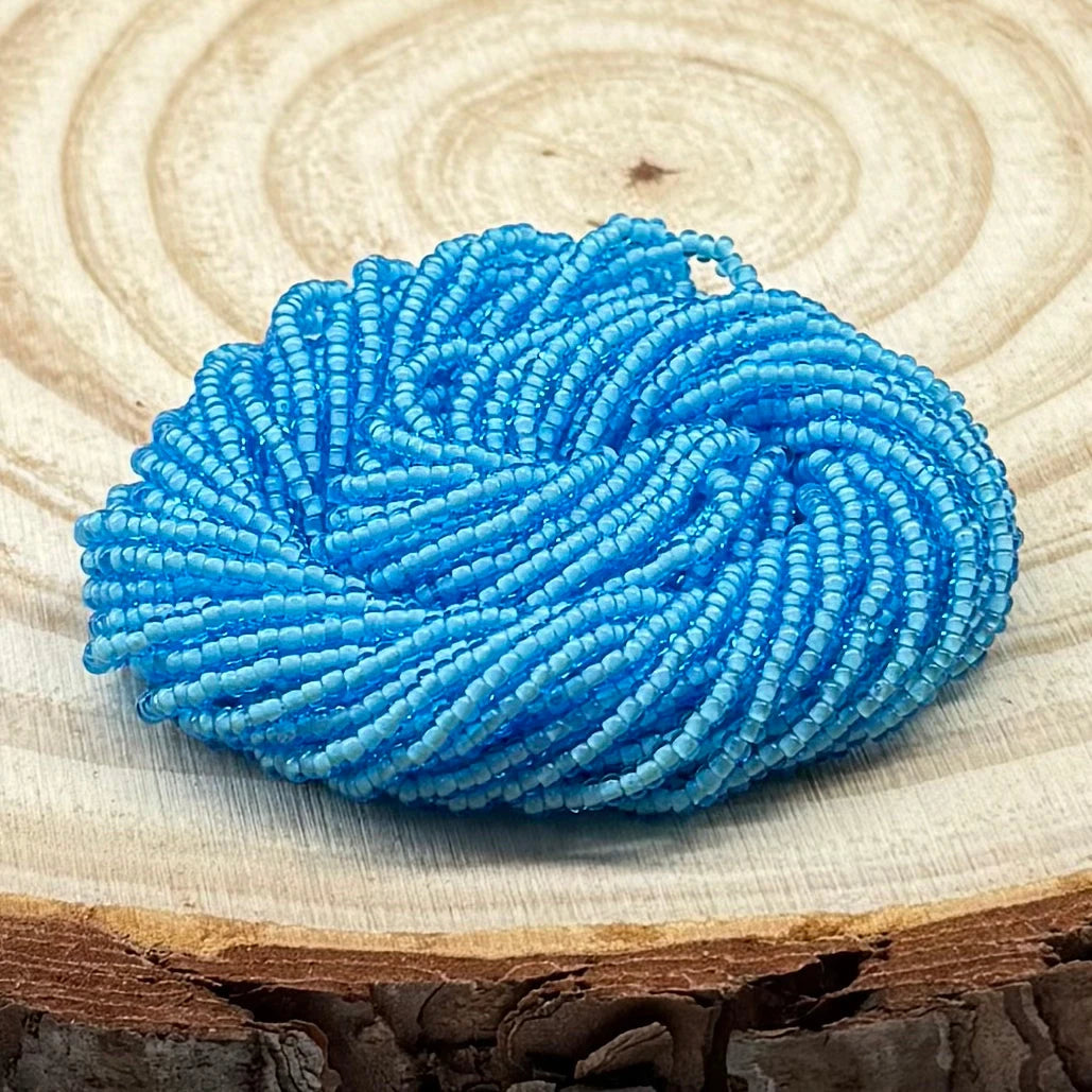 10/0 White Lined Aqua, Preciosa Seed Bead *Hank 10/0 Preciosa Seed Beads