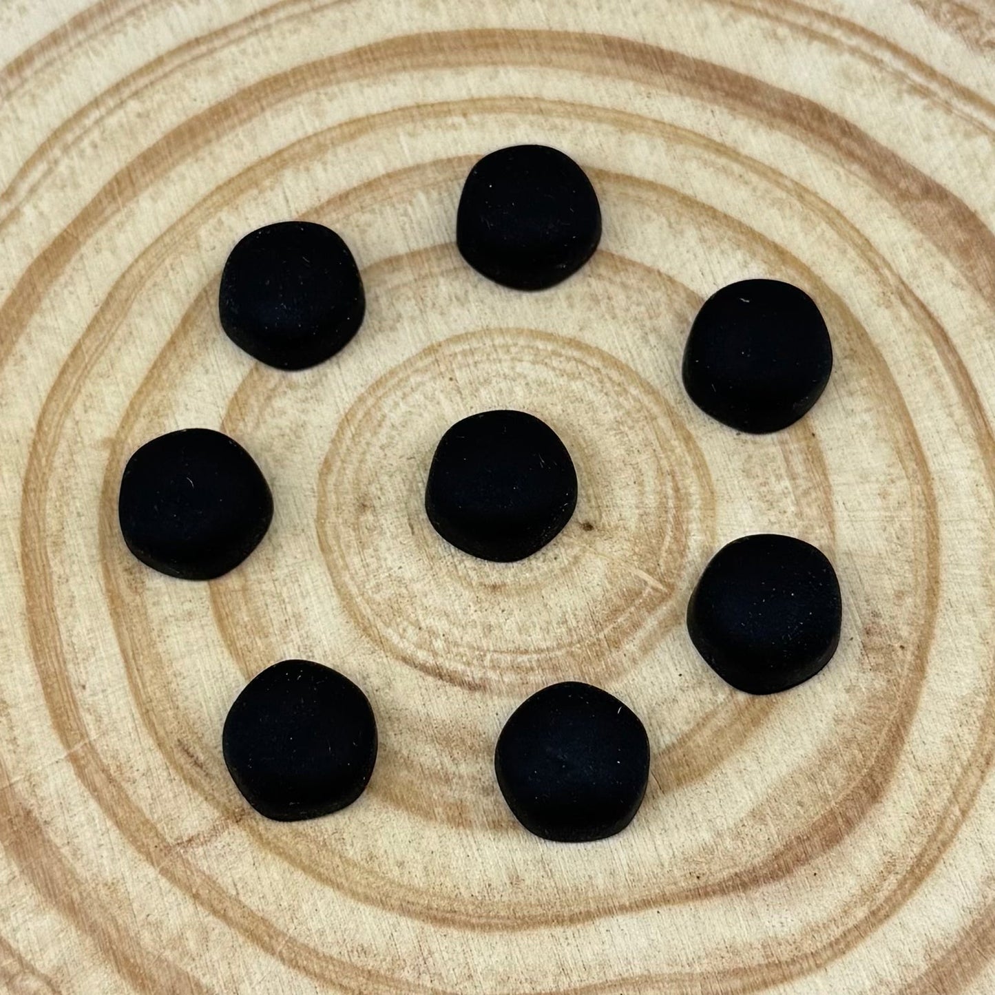 15mm Black Tumbled Textured Matte Dome Round, Glue on, Resin Gems (Sold in Pair) Resin Gems