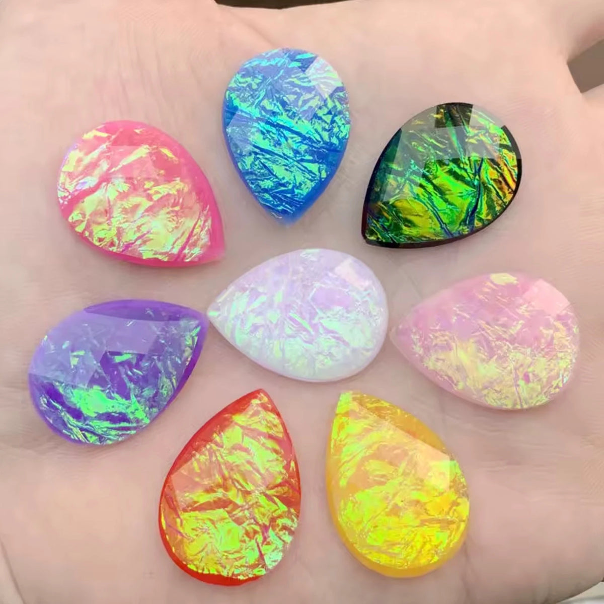 18*24mm Light Pink Opal Effect, Teardrop Sew on, Resin Gem (Sold in Pair) (Copy) Resin Gems