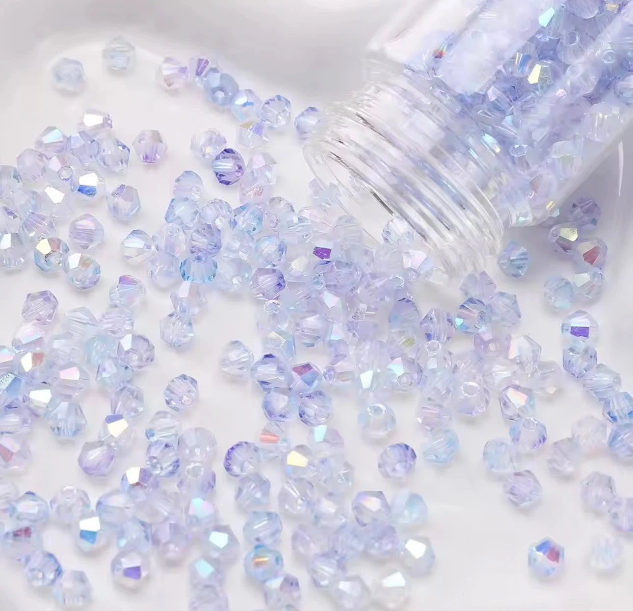 4mm, 2 Tone Light Blue and Violet AB Half Plated AB Grade AAA, Bicone Beads 9g Loose Sundaylace Creations & Bling