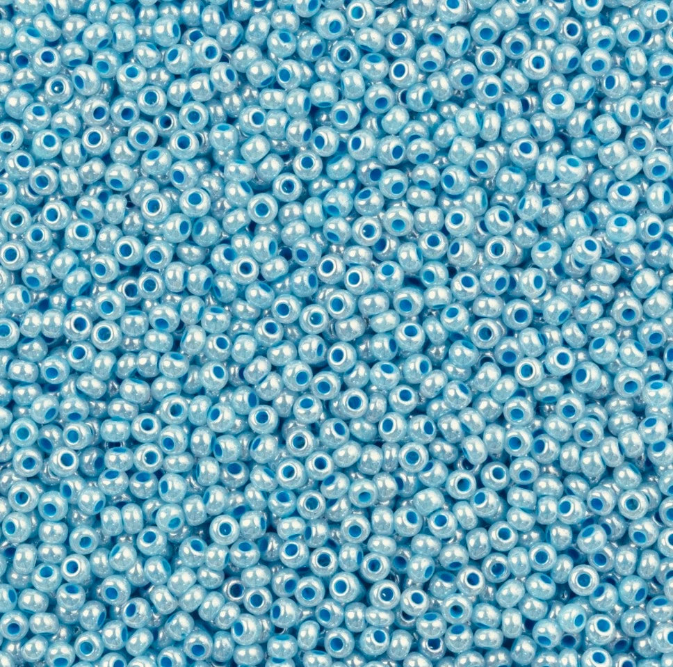 10/0 Aqua Blue Pearl Opaque Dyed, Preciosa Seed Beads (22g) 10/0 Preciosa Seed Beads