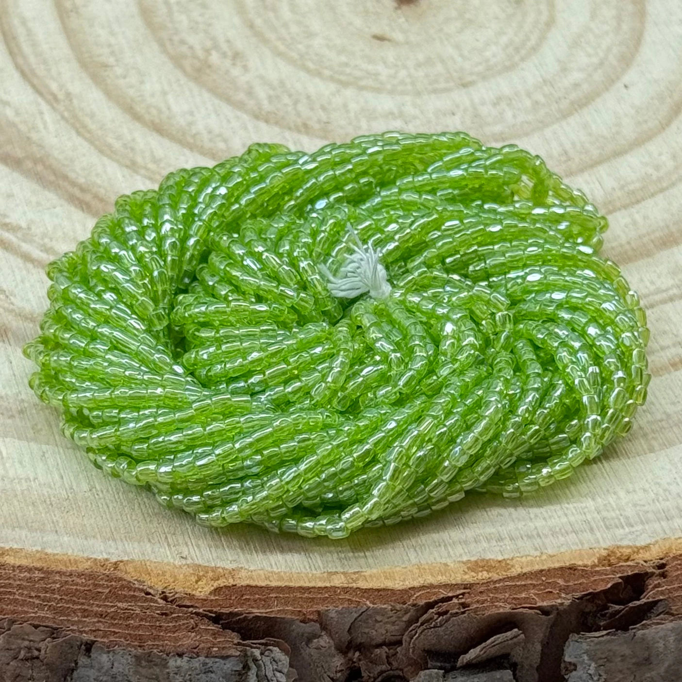 3 Cut 9/0 Beads Opaque Pale Green LUSTER Transparent *Hank Tri-Cut Beads Preciosa