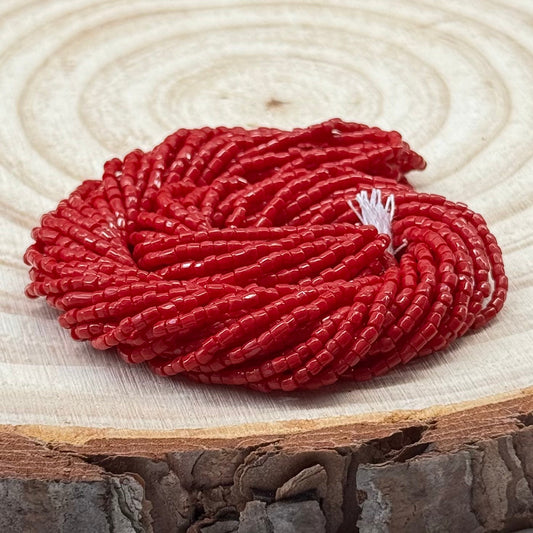 3 Cut 9/0 Beads Opaque Medium Red Loose or Hank Tri-Cut Beads Preciosa