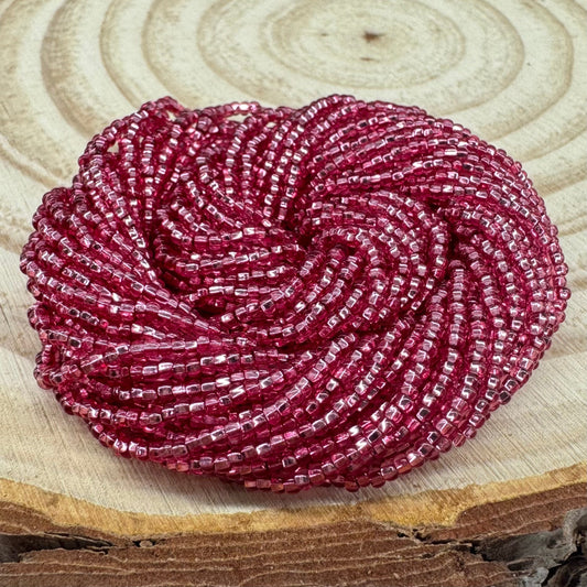 11/0 Ruby Silver Lined Dyed, Preciosa Seed Bead *Hank 11/0 Preciosa Seed Beads