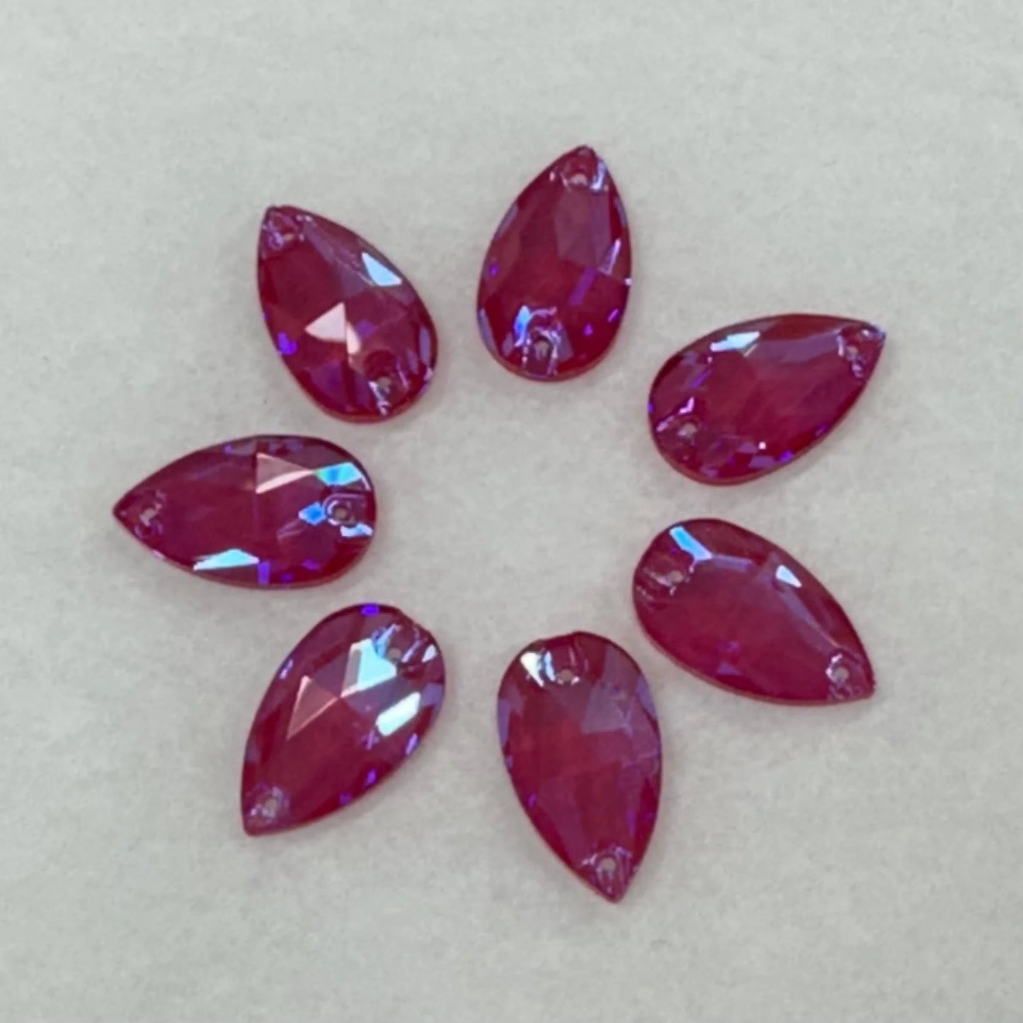 11*18mm Mocha Rose Teardrop, Sew on, Glass Gem (Sold in Pair) Glass Gems