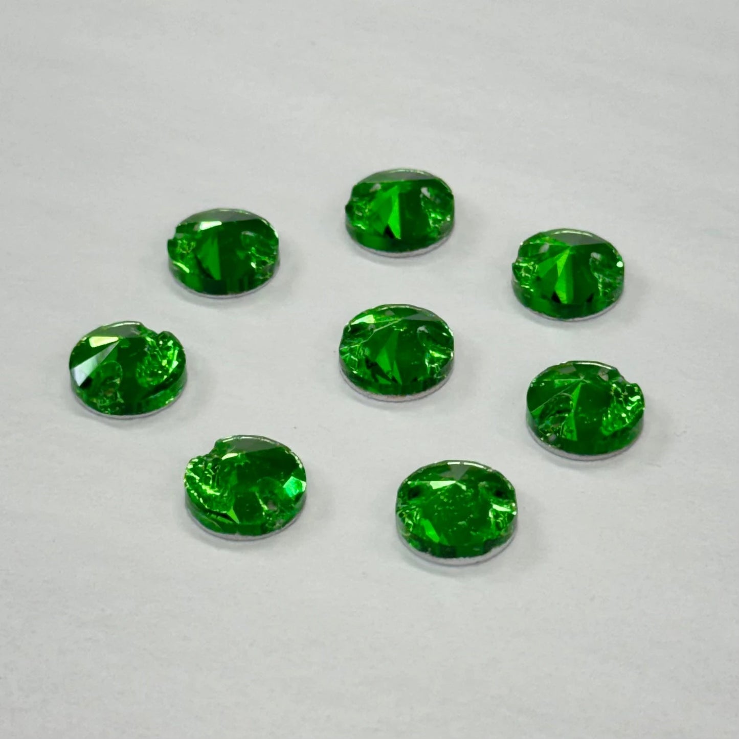 10mm Green High Quality Rivoli, Sew on, Fancy Glass Gem (Sold in Pair) Fancy Glass Gems