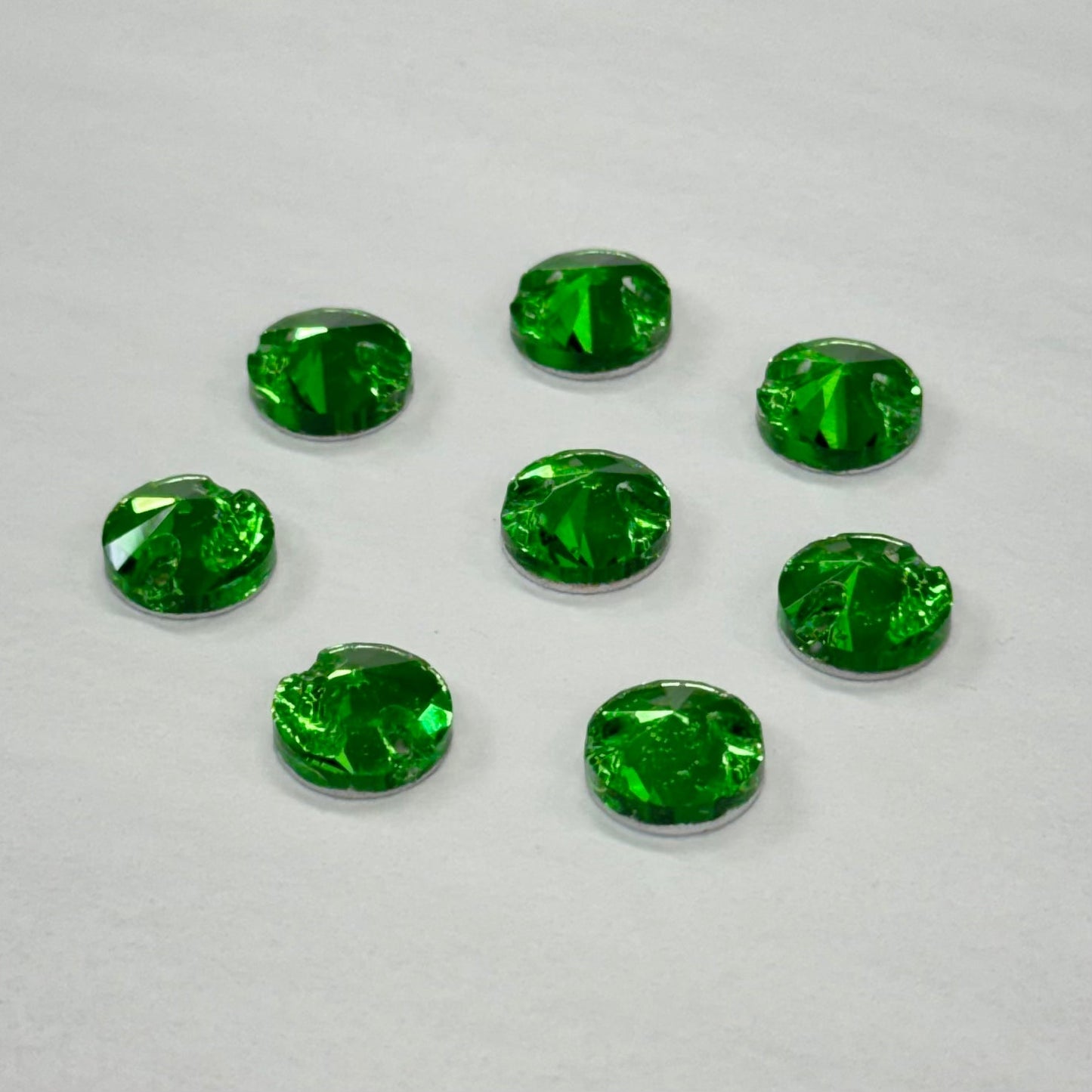 10mm Green High Quality Rivoli, Sew on, Fancy Glass Gem (Sold in Pair) Fancy Glass Gems