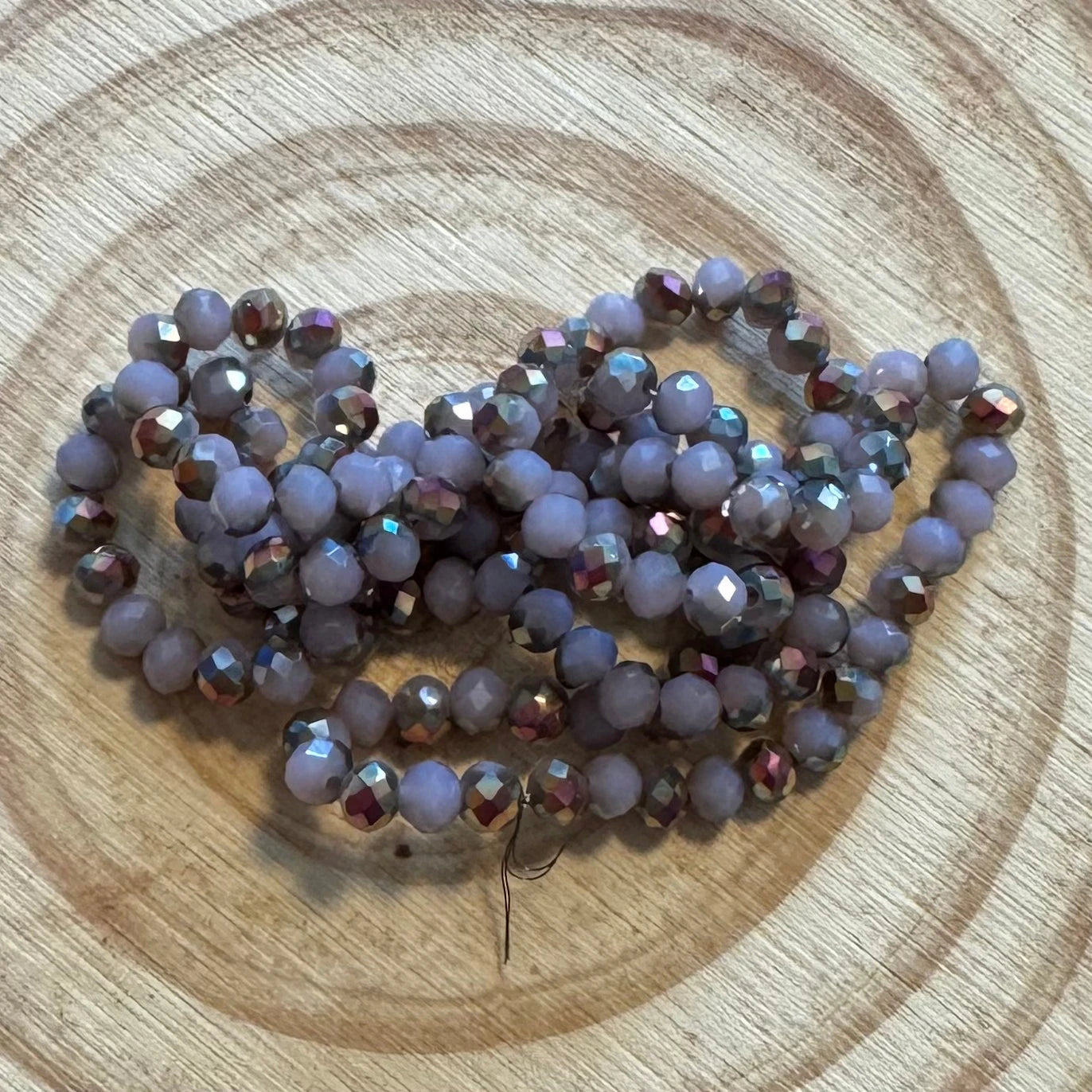 3*4mm Metallic ROSE Gold Half Plated on Light Purple Opal Rondelle Beads Loose (5g) Strand Sundaylace Creations & Bling