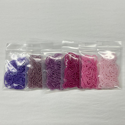 "Pink Dawn Sky" 6 X 11/0 Charlotte Set Beads, Promotions India Sheen Charlotte Cut Seedbeads