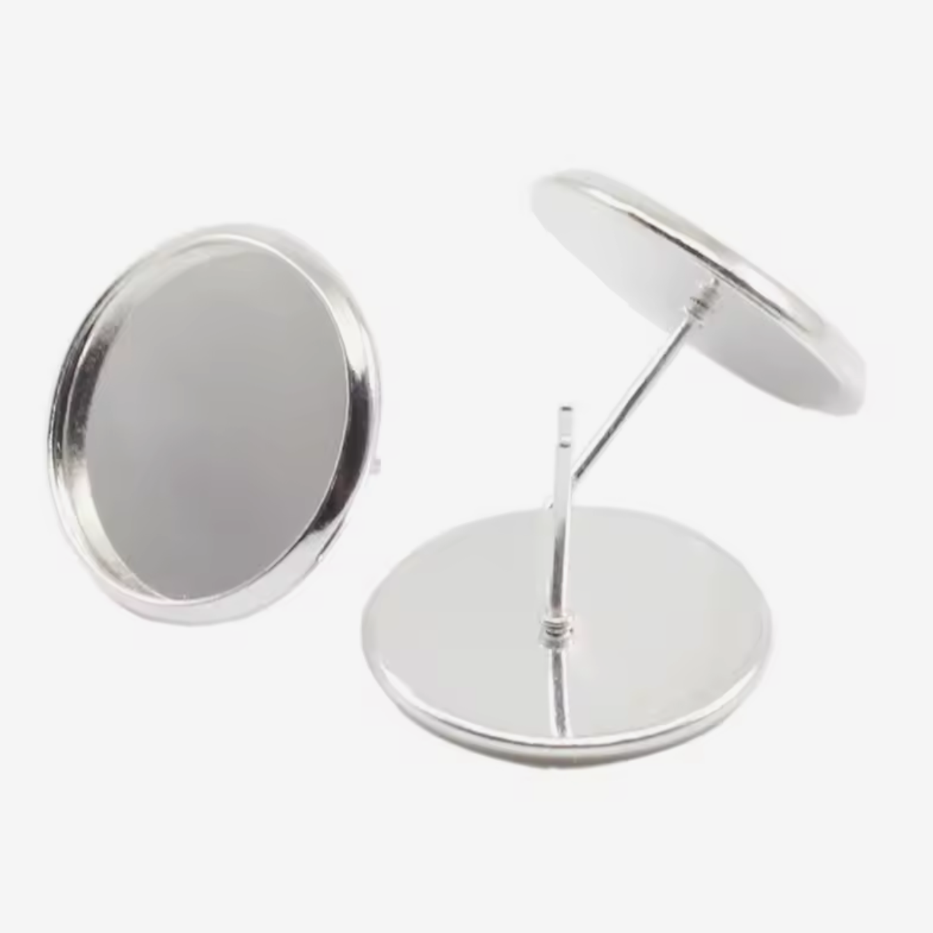20mm Silver Blank Plated Stud Earrings (20 pcs) Basic