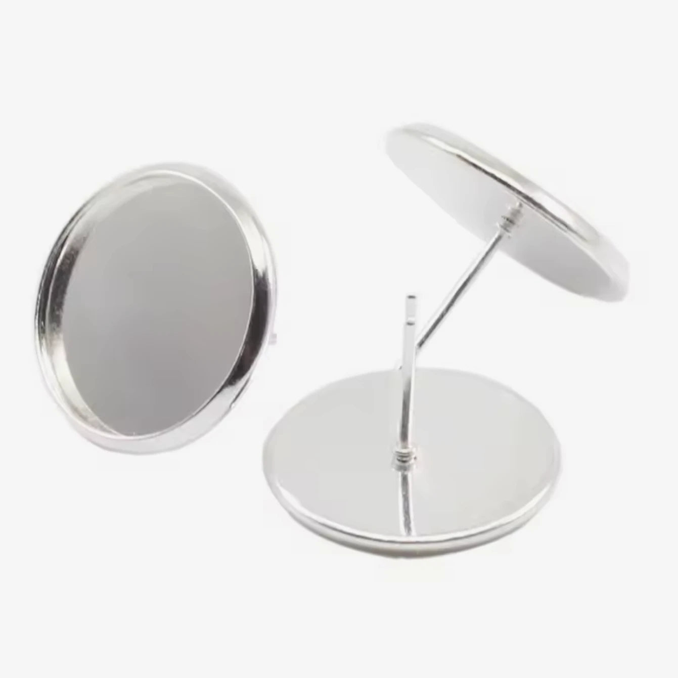 20mm Silver Blank Plated Stud Earrings (20 pcs) Basic
