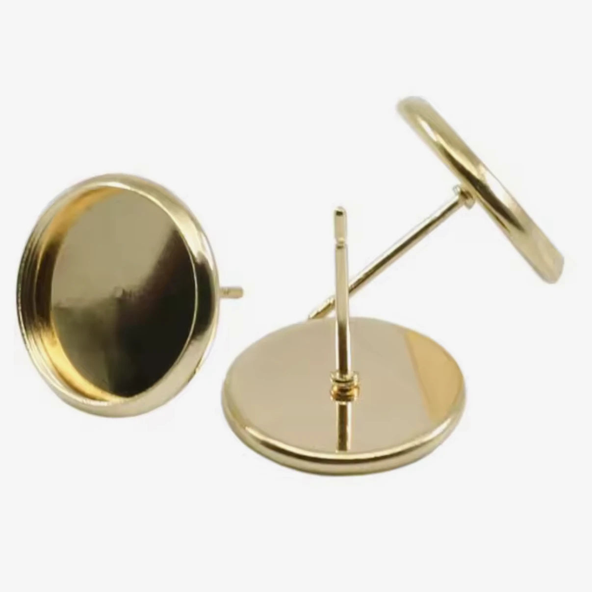 12mm KC Gold Blank Plated Stud Earrings (50 pcs) Basic