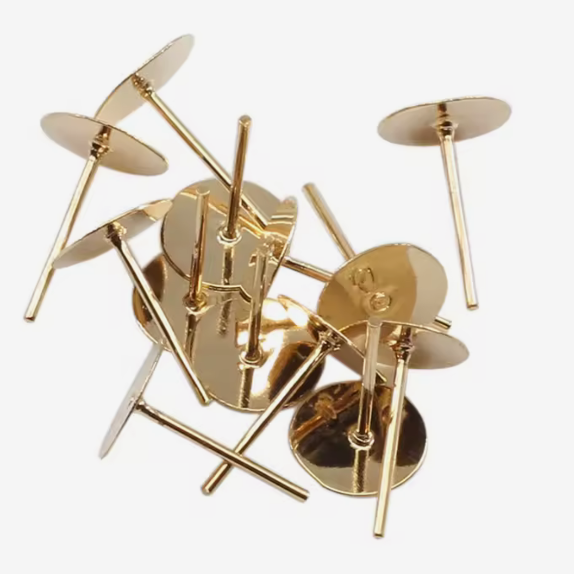 10mm KC Gold Stud Earring Findings Sold in 50 pairs (100pcs) Basic